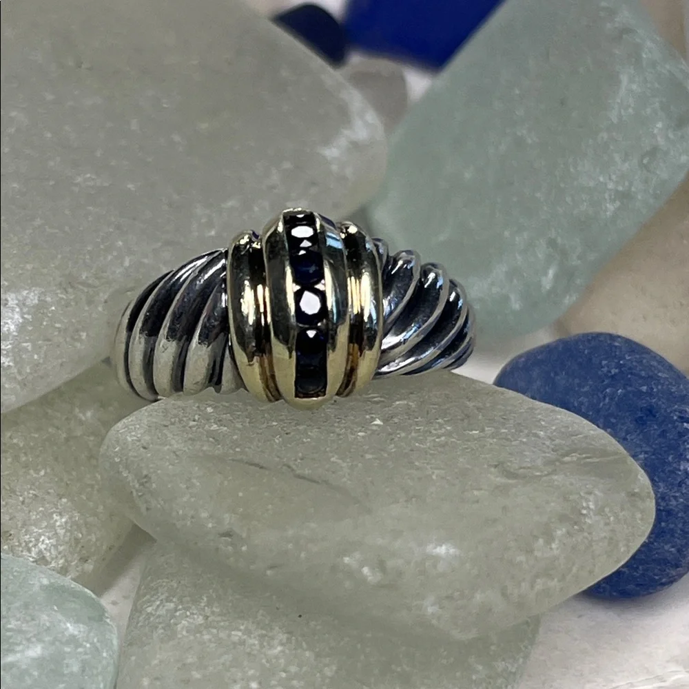 David Yurman Sapphire Cable Dome Ring - Picture 5 of 12